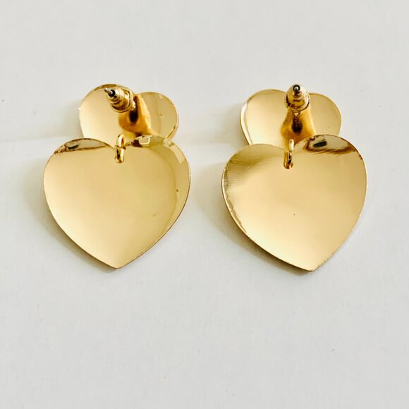 Women's New Heart Earrings 14k Gold Plated - Picture 2 of 2